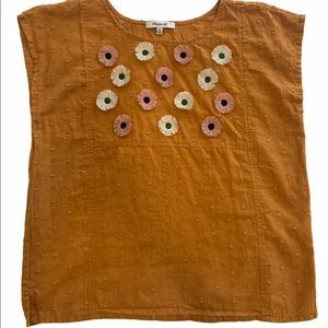 Madewell mustard floral print top size xs
